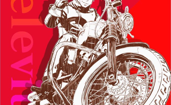 【似顔絵】愛車でガッツポーズ！