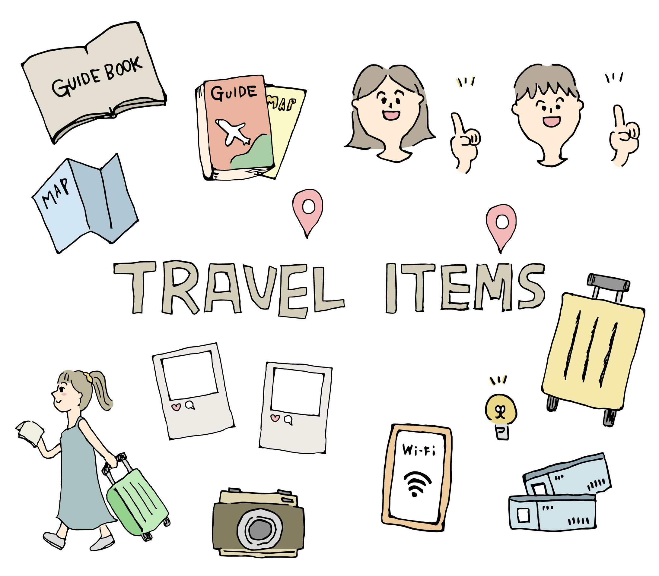 旅行にまつわるイラストセット-1