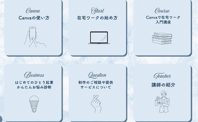 ブルー系lineリッチメニュー A