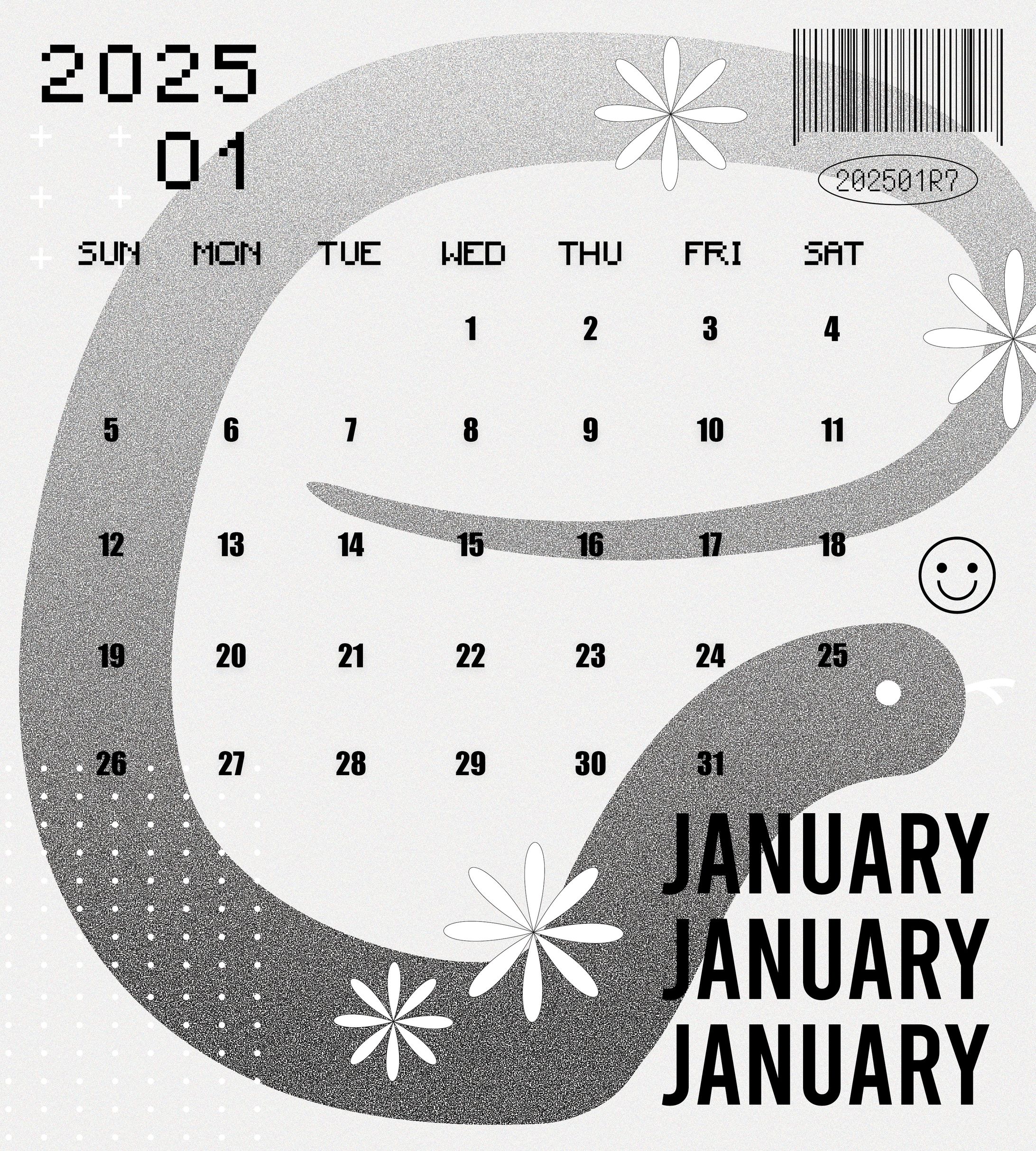 2025年1月巳年カレンダー-1