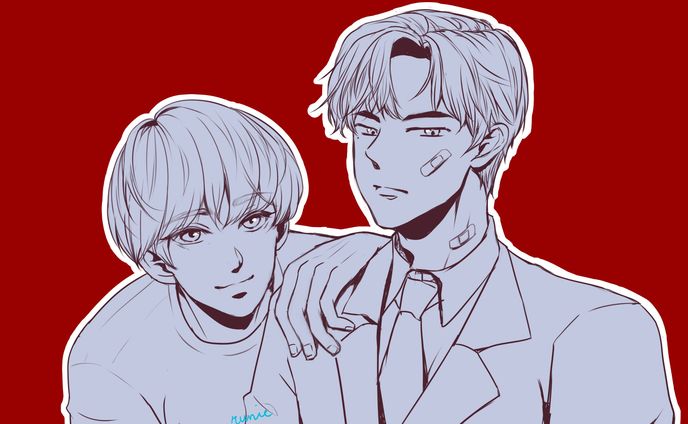 Bust-up Clean Sketch Couple with Variations