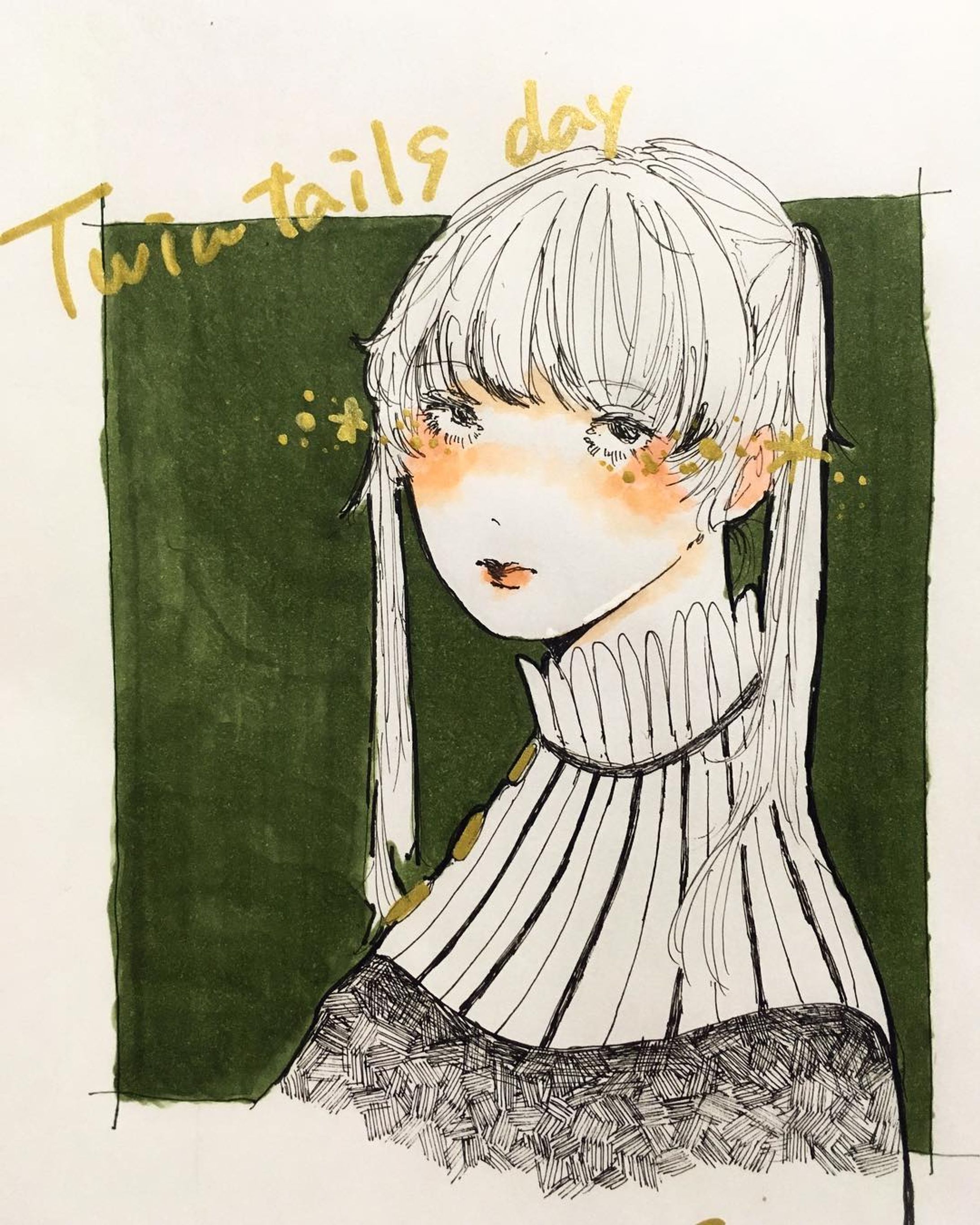 #アナログイラスト #イラスト #イラストレーション #illustration #ツインテールの日 #女の子 #croquis-1