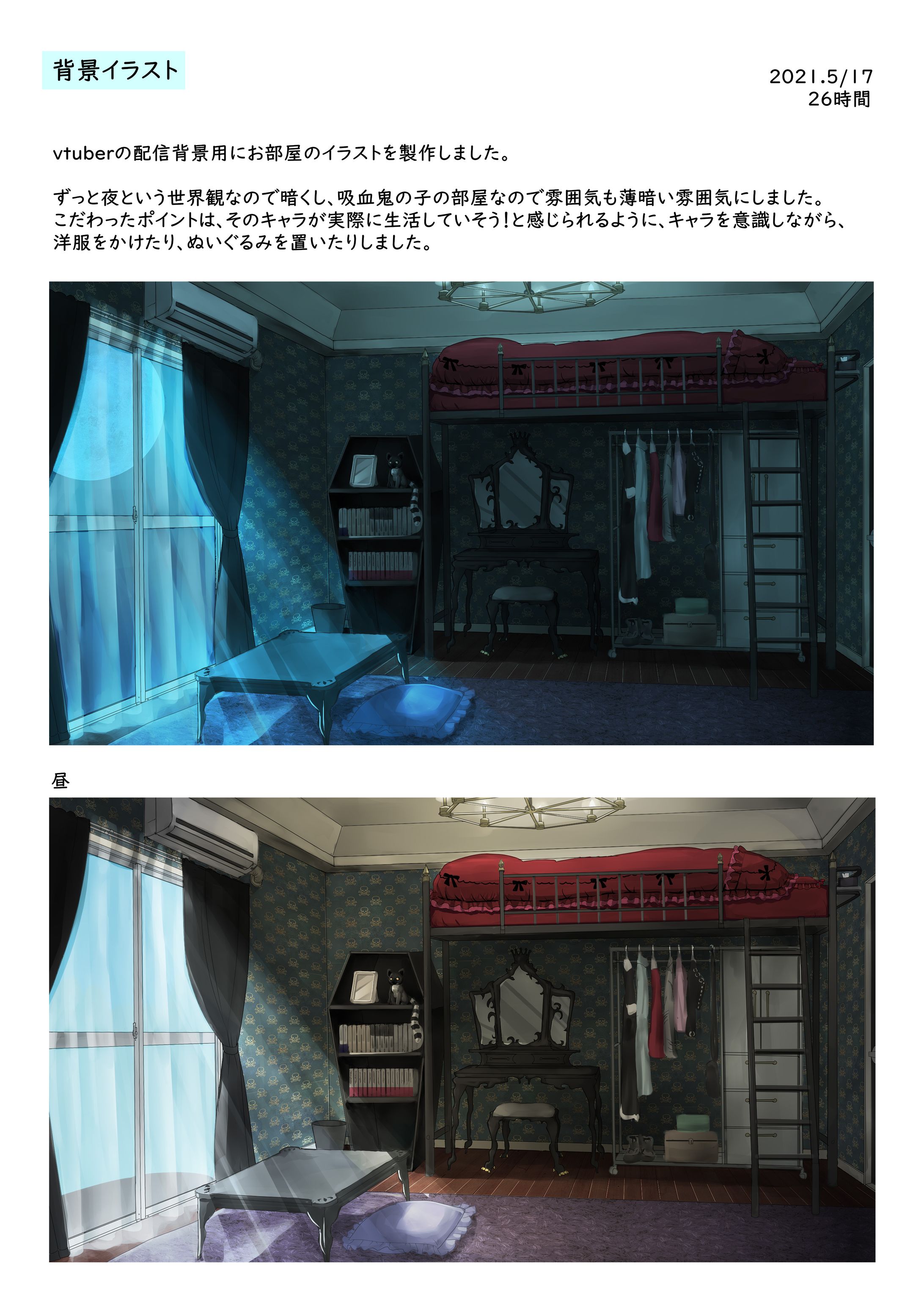 背景イラスト・室内・制作過程-1