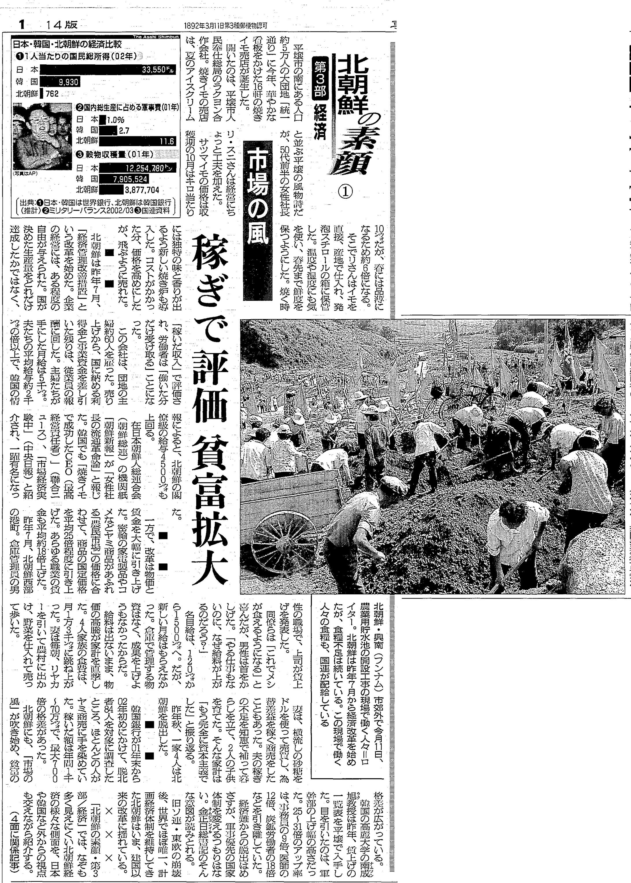 連載「北朝鮮の素顔」第3部・経済-1