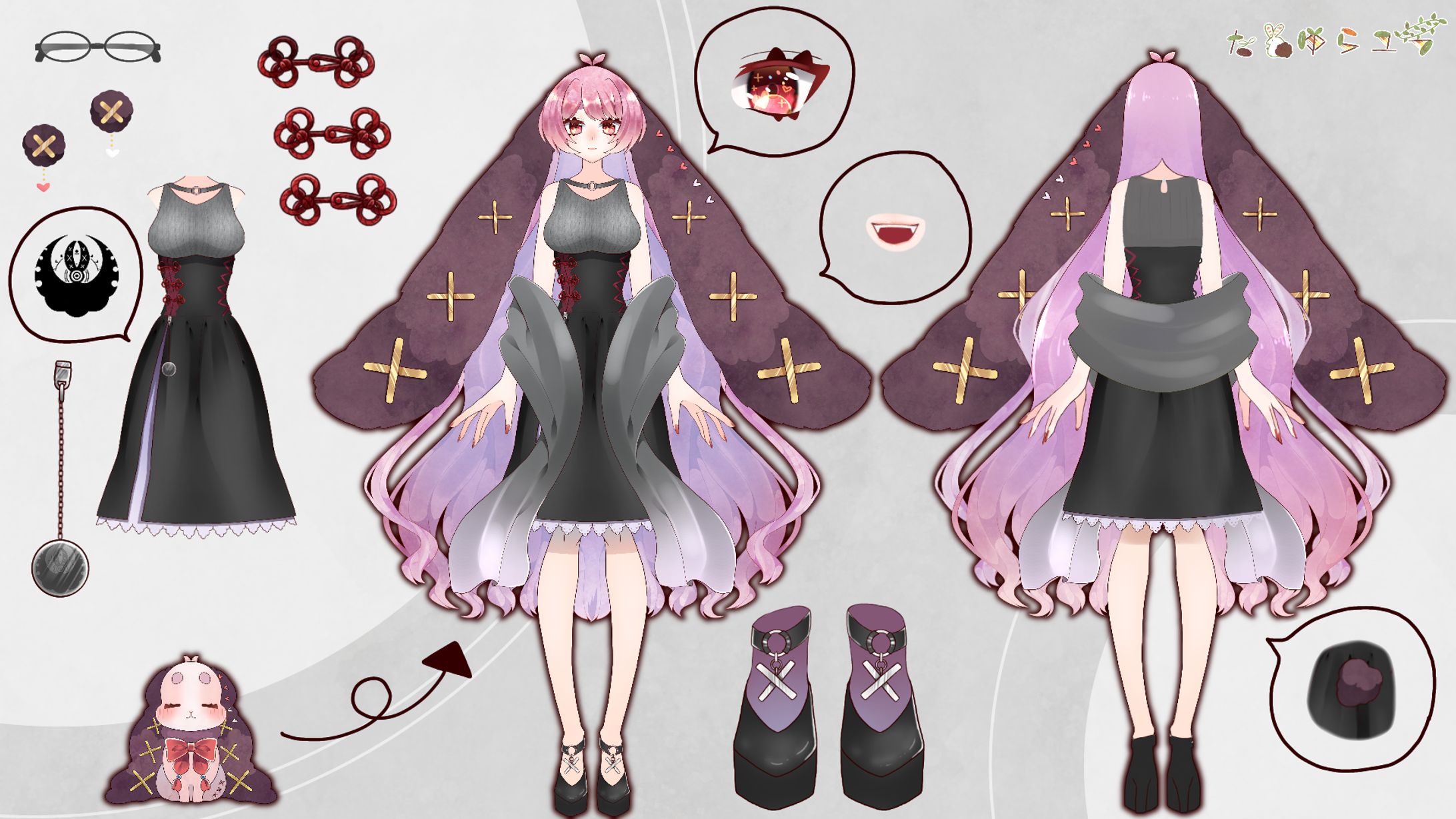 玉響ユラ 2代目モデル Live2dイラスト・三面図-1