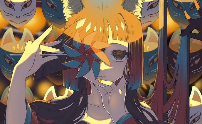 狐の祭り
#創作 #イラスト #illustration #originalcharacter #狐