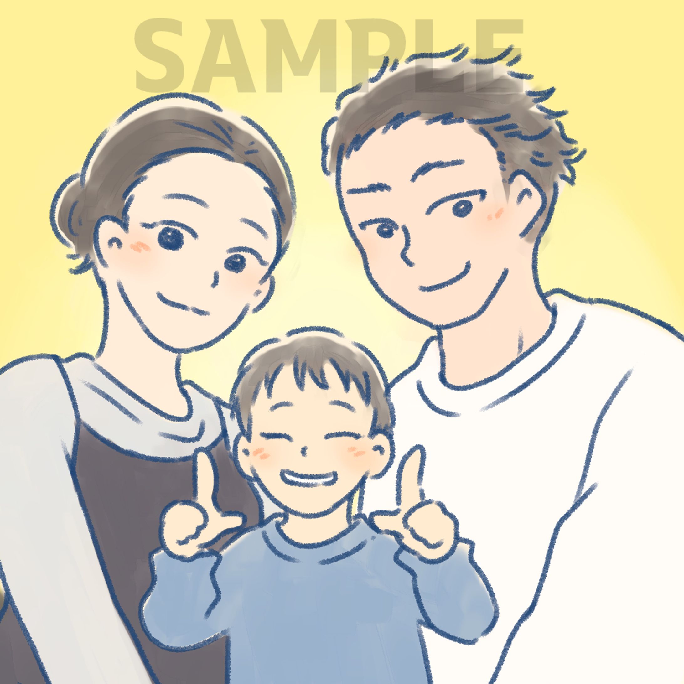 親子の似顔絵-1