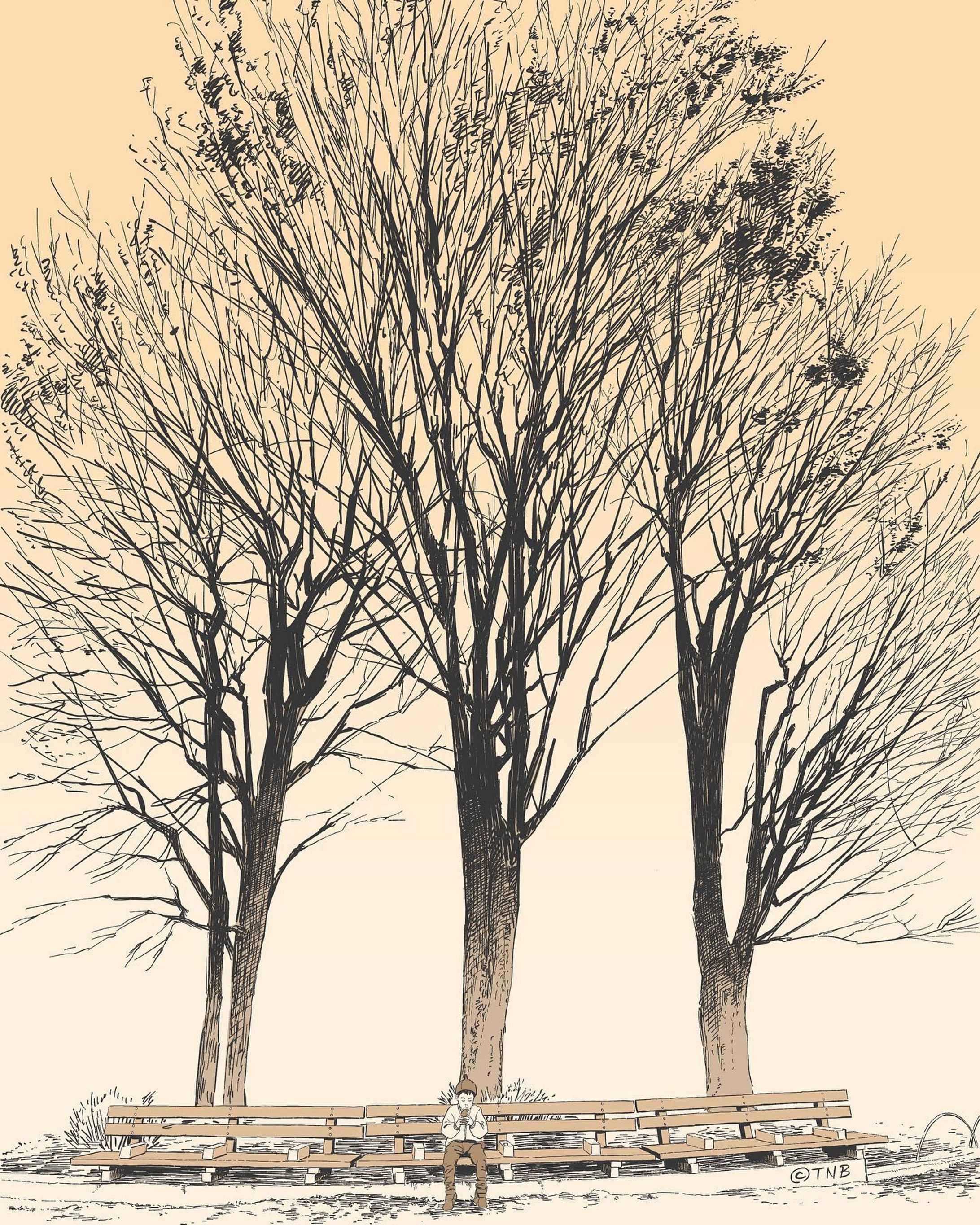 Bench at dusk
#うちの息子のポートレイト
#illustration #portrait #boy-1