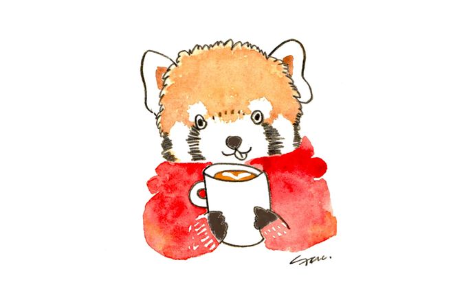 レッサーパンダとコーヒー