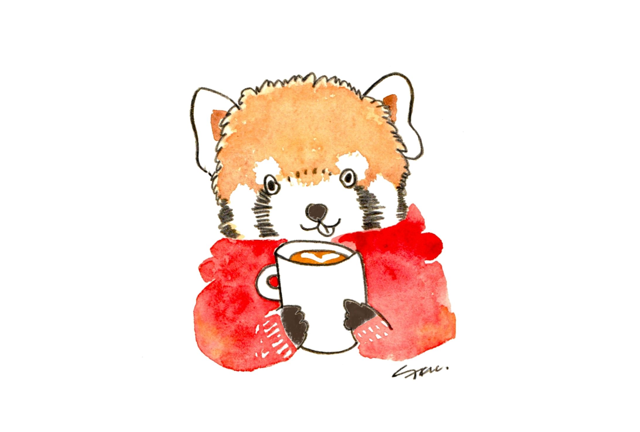 レッサーパンダとコーヒー-1