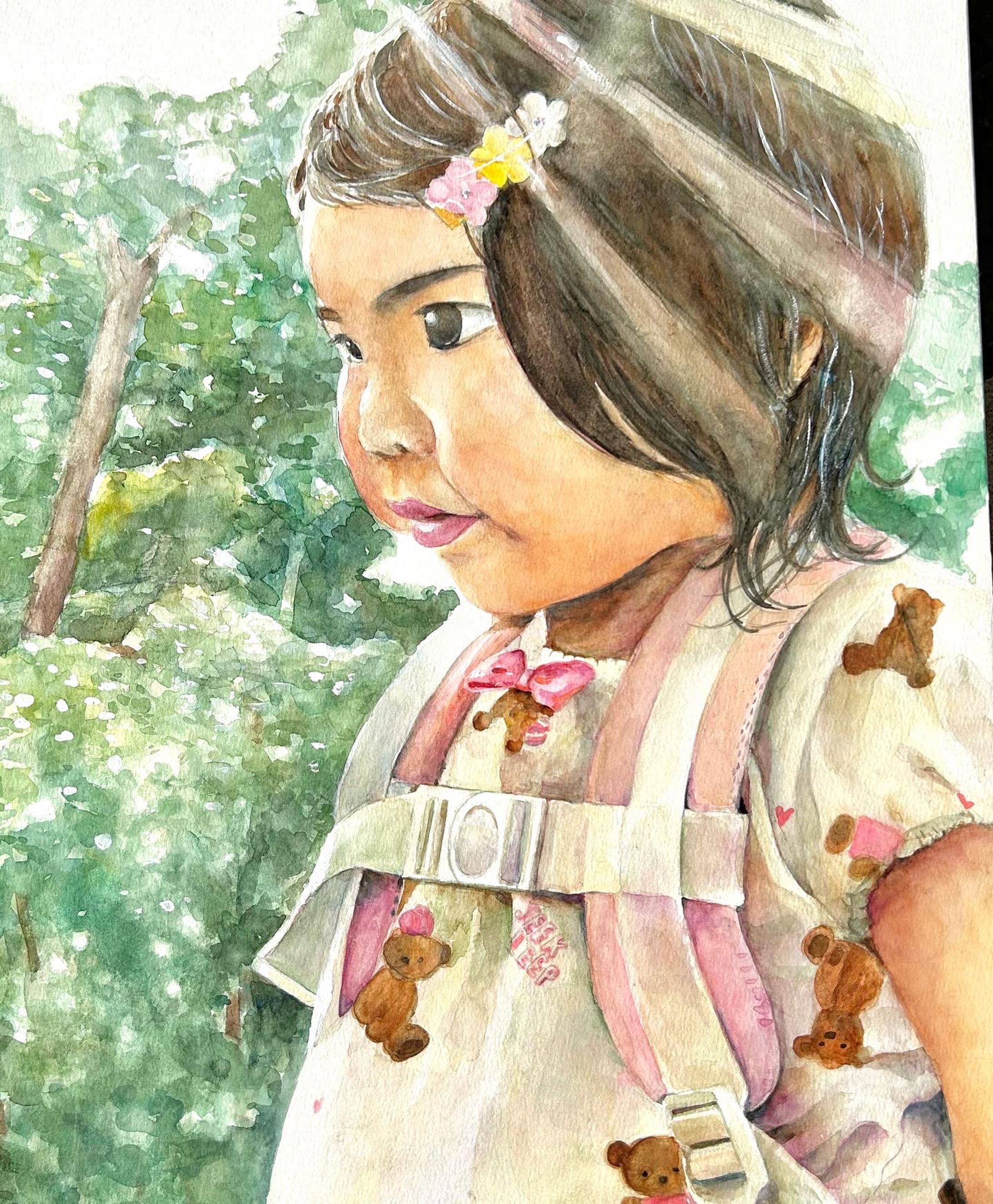 木立の中の君　ココナラ似顔絵-1