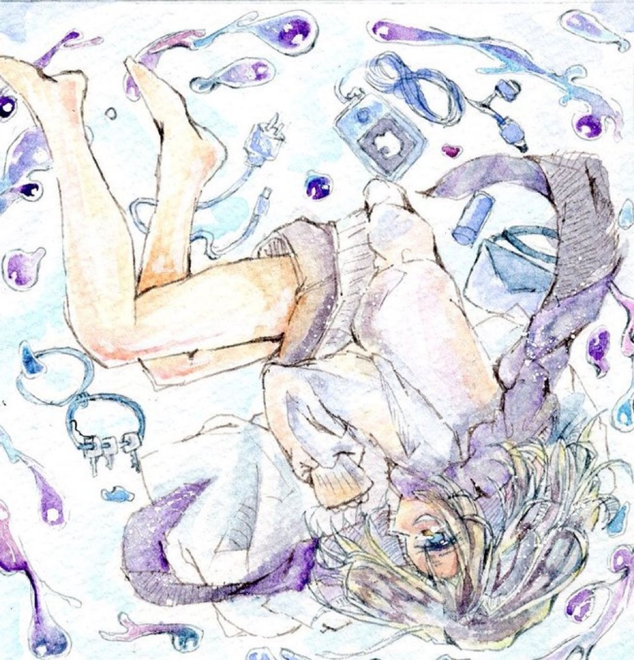【水彩イラスト】纏眠る-1