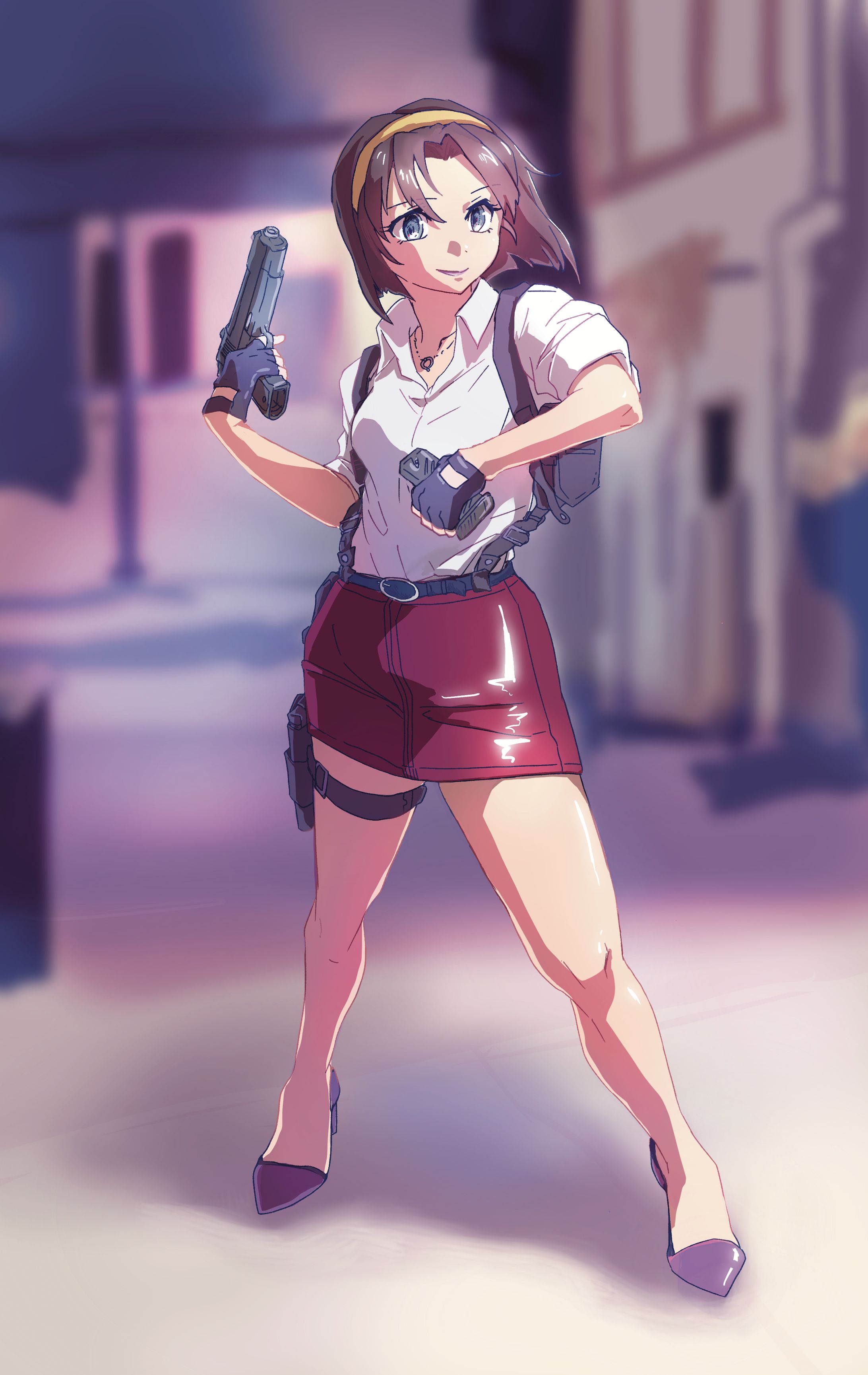 ピストルを持つ女性-1