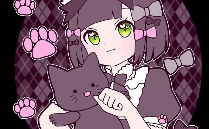 黒猫ちゃん🐈🐾🎀
#お絵描き　#イラスト