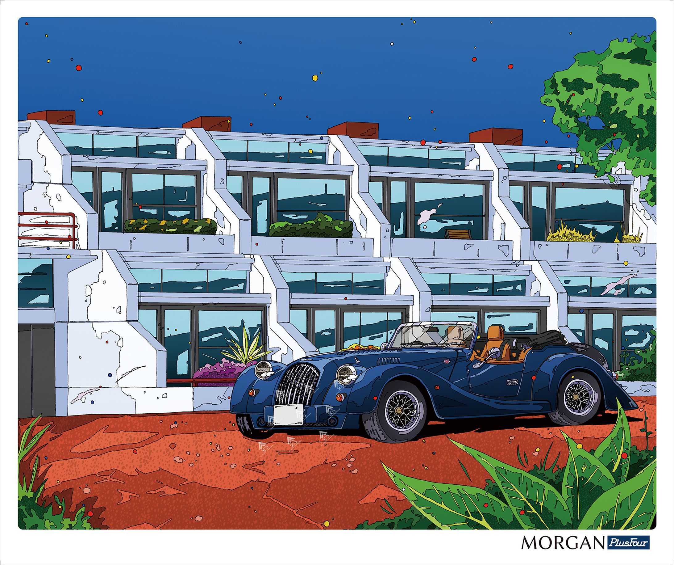 愛車オーダーイラスト モーガン・プラスフォー-1