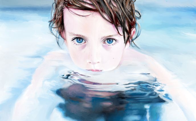 Water Boy (hyper-realistic painting)