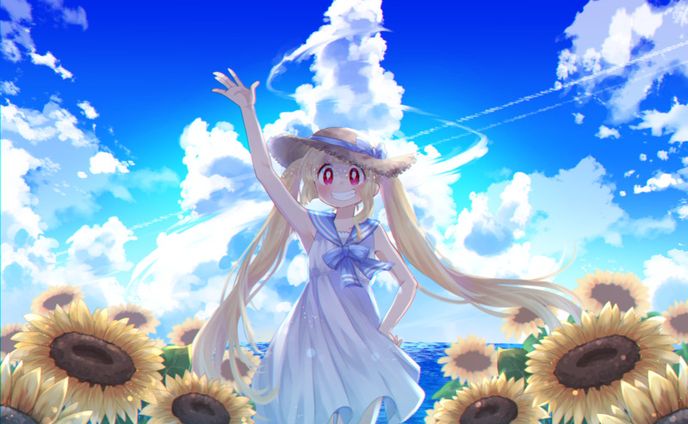 ひまわり畑と女の子