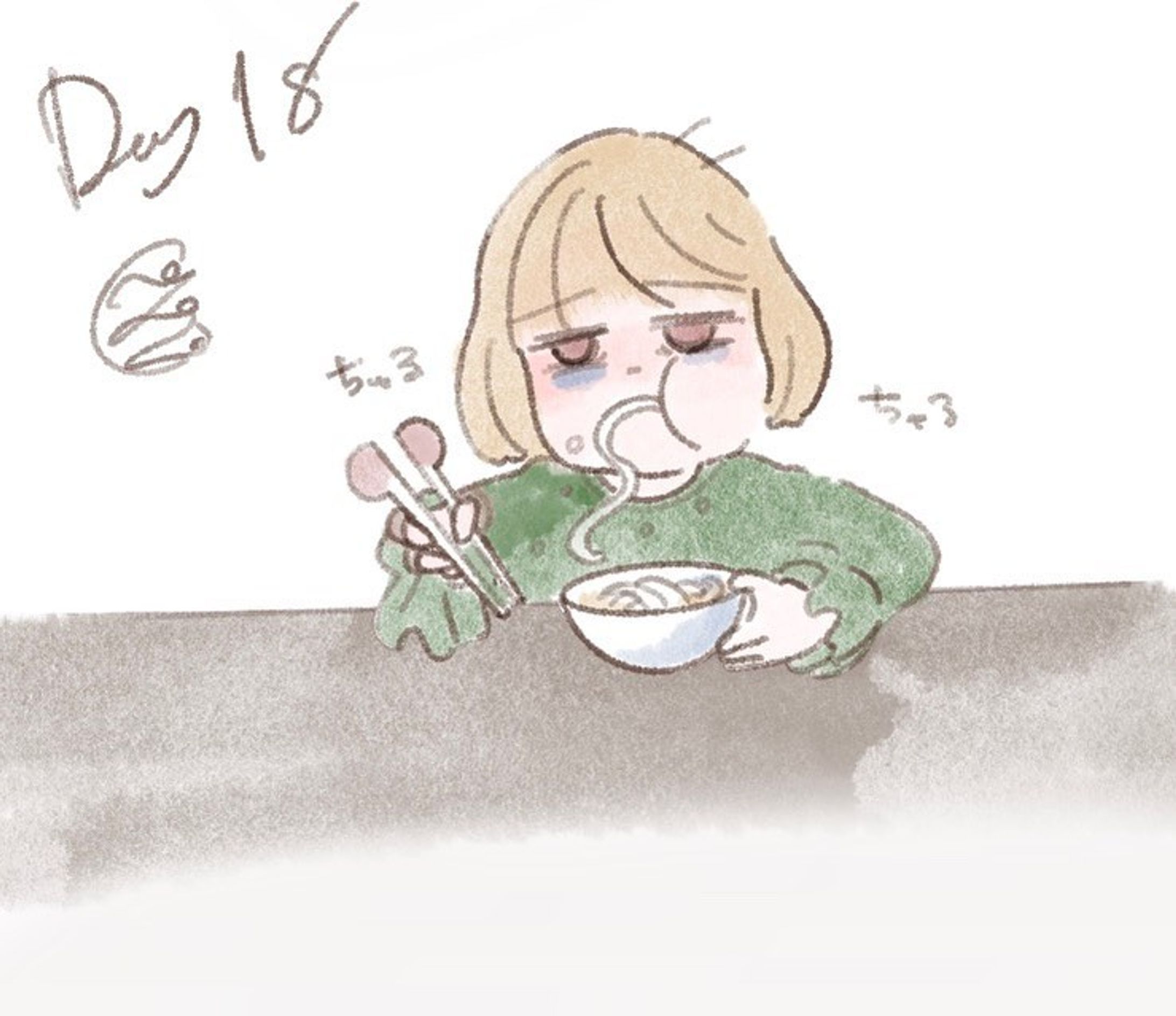 ----------♡----------

‪𝐃𝐚𝐲‬ 18 次女体調不良のうどん

ここ数日次女が胃腸炎？と謎の湿疹で苦しんでおる😭😭

うどんを啜るがその後嘔吐🤮✨
食べても嘔吐なので、栄養が心配だけど
お菓子、ゼリーはめっちゃ食べる😂😂おい！

今は食べれるもの食べて
ゆっくり休んでもらってます🥺🥺

湿疹は謎すぎて
血液検査したけど異常なし😭

その後足の裏にも何か出てきたので
今は皮膚科で投稿してます😅😅

小児科2件からの皮膚科という
病院三昧😇😇

お仕事は今週1度も行っておりません🙏🏻
有給消化激しめ😇🙏🏻🙏🏻

早く治ってくれ〜🪄︎︎✨

 #100日チャレンジ  #育児日記  #1日1絵  #かわいい  #ゆるいイラスト #女の子ママ  #女の子  #日常#illustrations  #illustrate #cute  #girl  #일러스트 #데일리  #귀여워 #패션  #그림스타그램-1