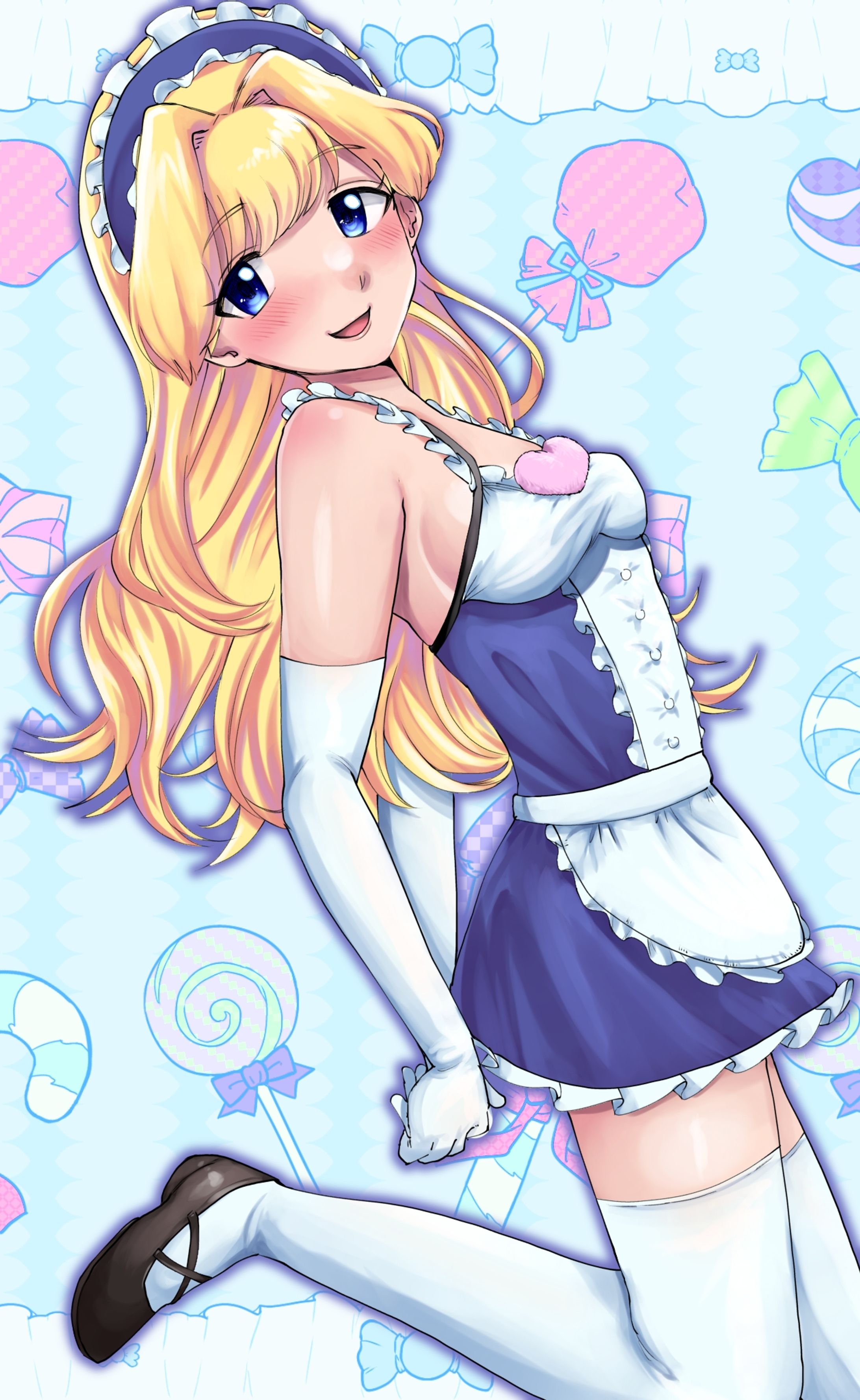 青色フリルのメイド服💙🩵-1