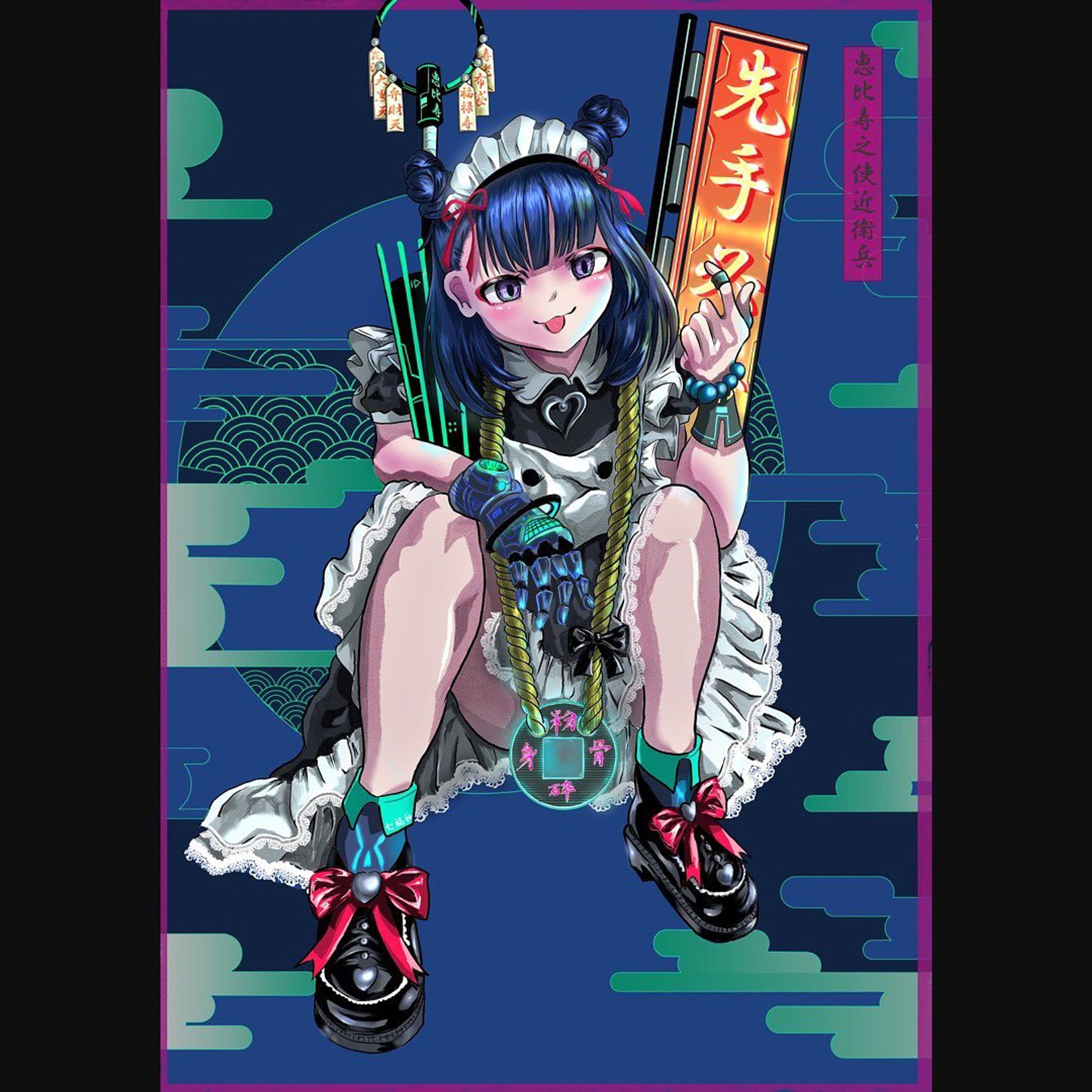 僕の好きな要素「サイバーパンク」「和風」「メイド」この3つを掛け合わせた創作イラストを描きました。

イメージはサイバーパンクシティに迷い込んで最初に出会った案内役のメイドさん

なんとこのイラストで名刺も刷ったのでばら撒いていきます笑

#illustration#clipstudiopaint #創作イラスト #イラスト#サイバーパンク #cyberpunk #メイド#日本#七福神#恵比寿-1