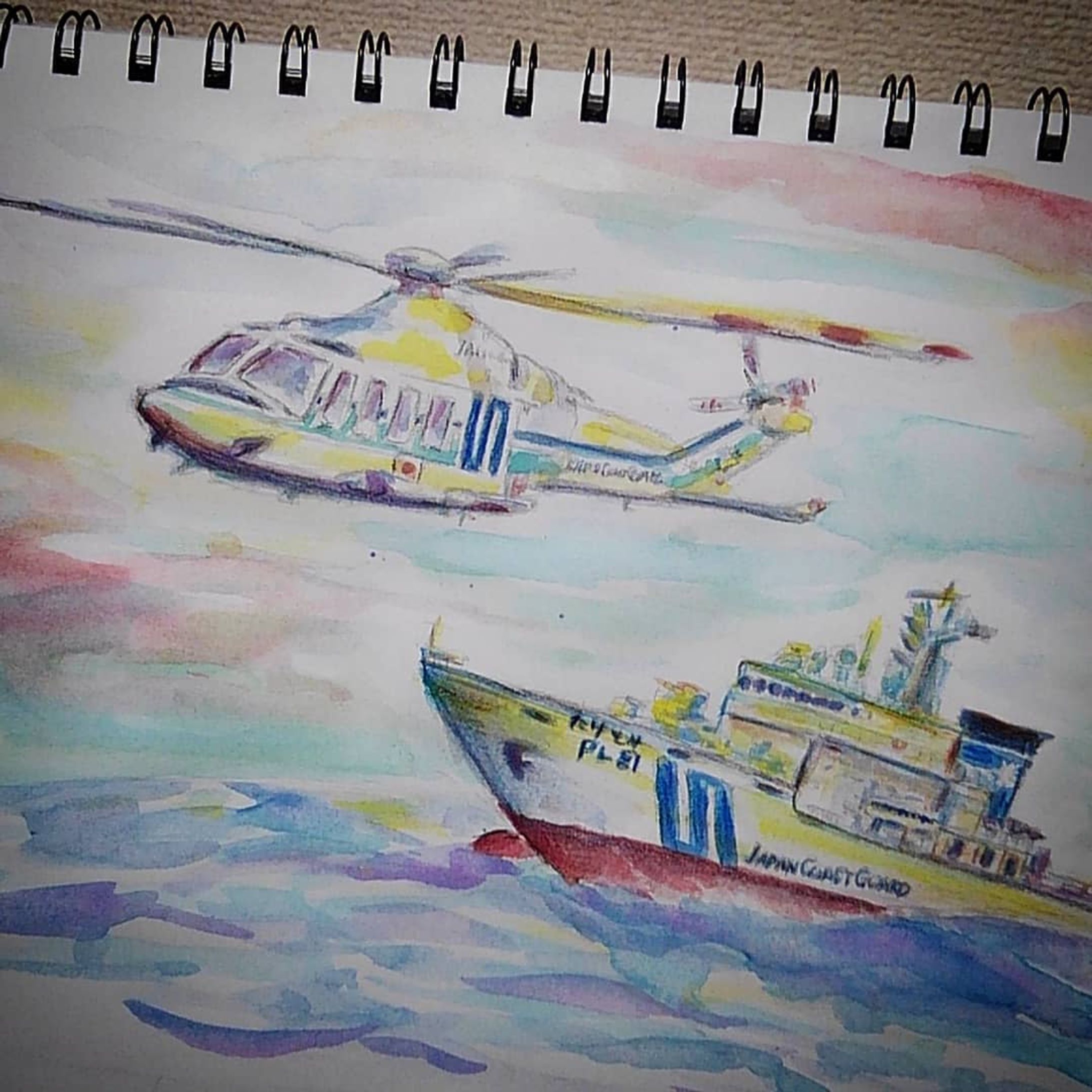 #昨日は #118番の日
#海のもしもは118番
#海上保安庁
#巡視船 #ヘリコプター
#japancoastguard
◆
#今日は何の日
#whatistoday
#drawing #art 
#illustration
#一日一絵
#一発描き
#ctrlzの効かない世界-1