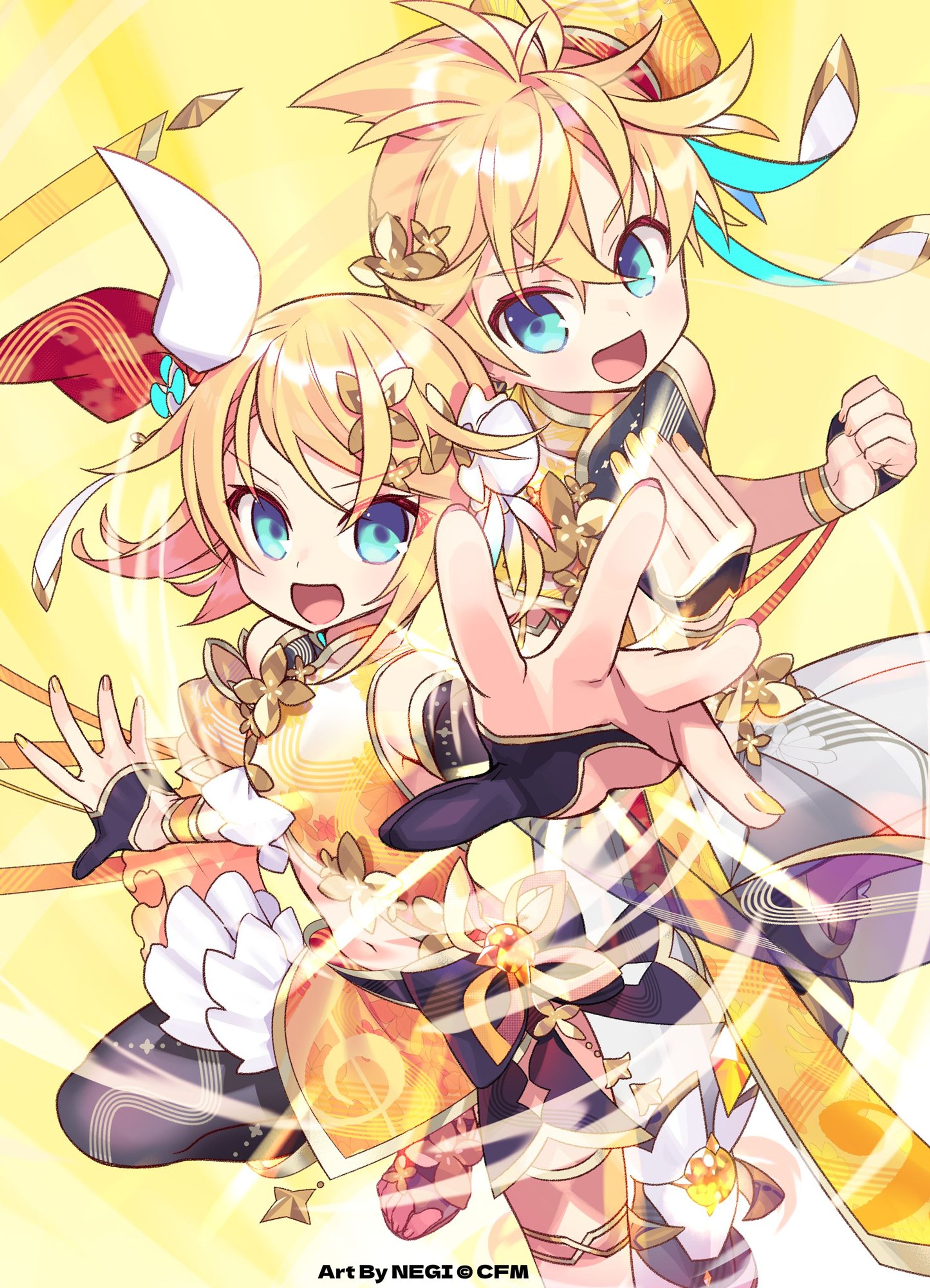 【ミクコレ】鏡音14誕 リンレンイラスト-1