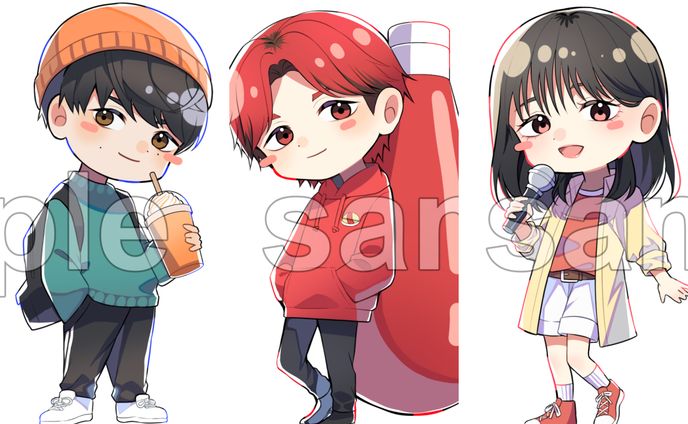 【Work】オムじゅんめぐPOP UP グッズ用イラスト