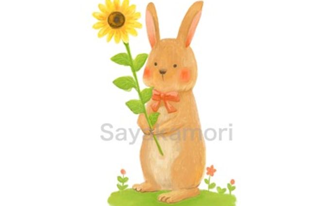 うさぎとひまわり