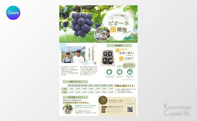ぶどう農家のお客様に送る商品案内