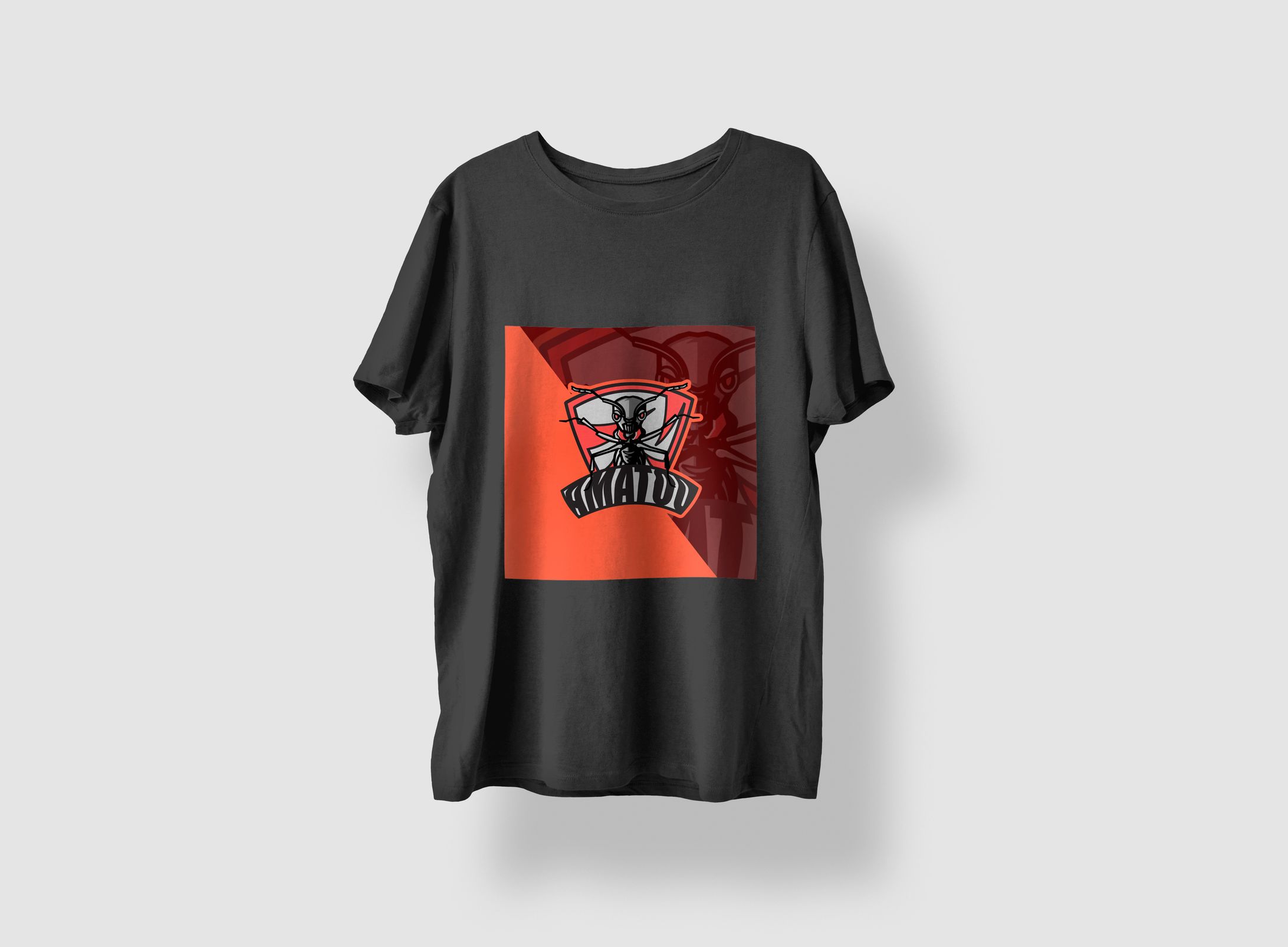 Black T shirt geometric print pattern mockup-1