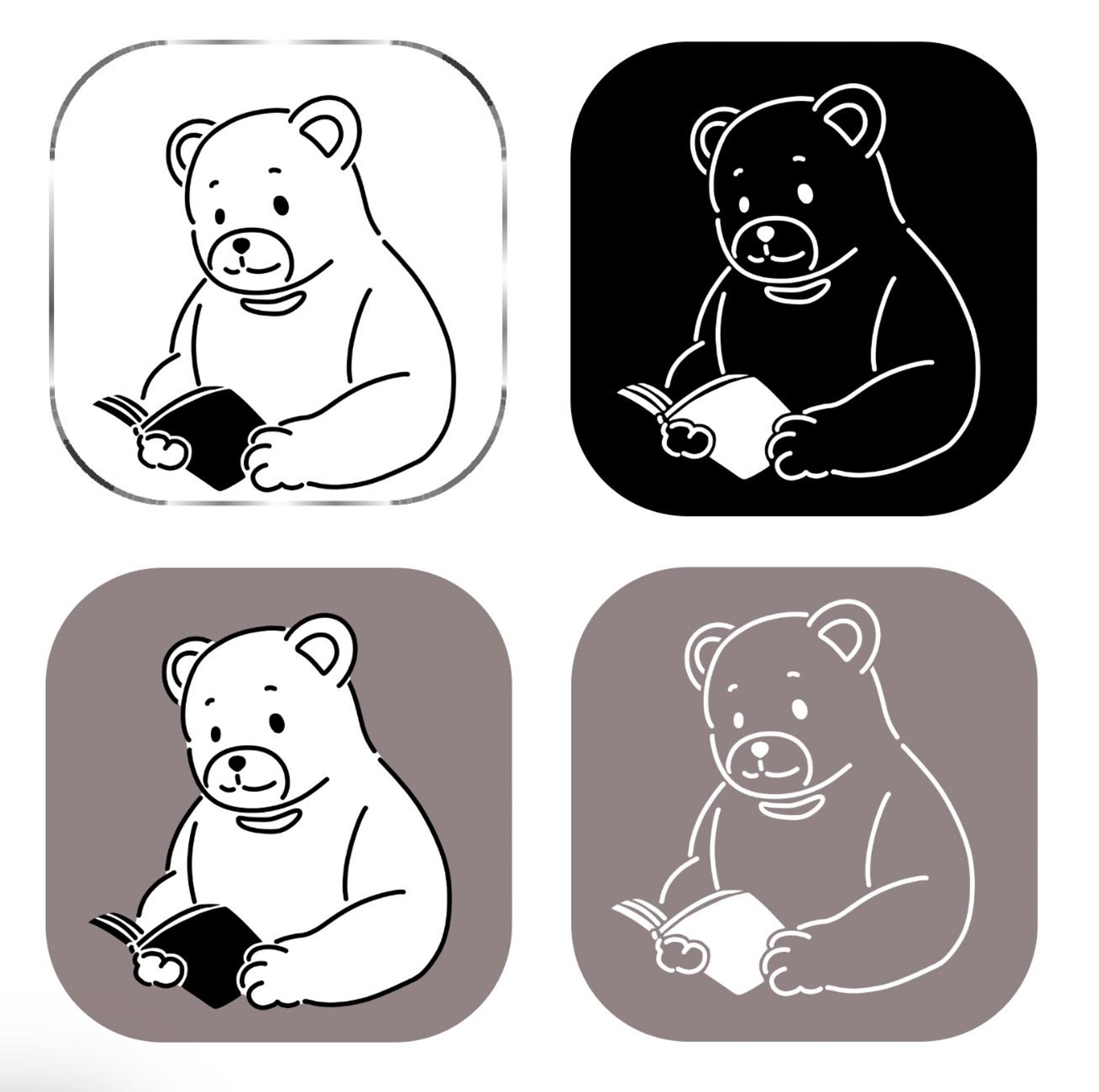 読書中のクマさんのロゴイラスト-1