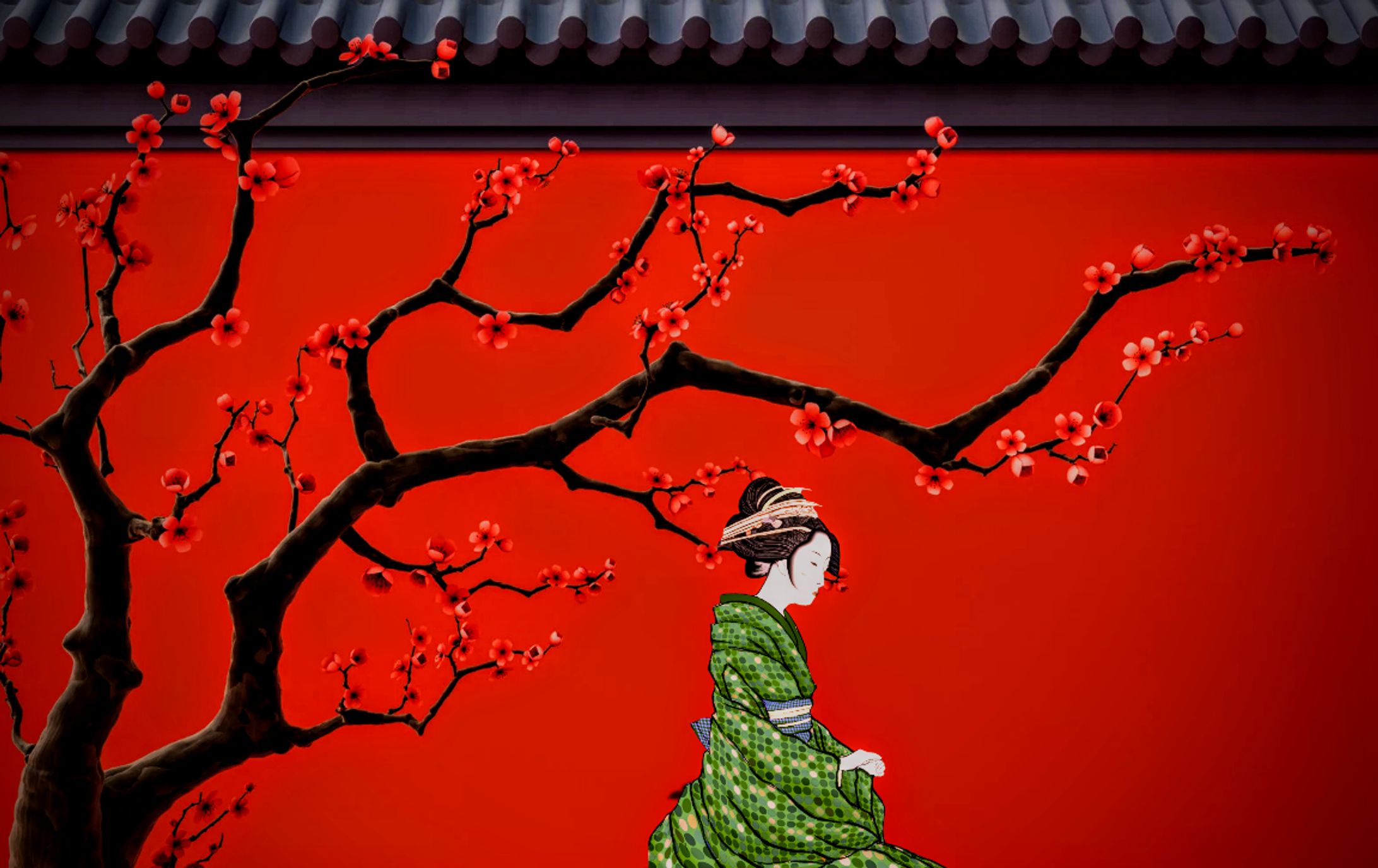 梅　美人画-1