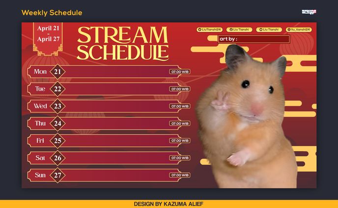 [Weekly Schedule] Liu Tianshi