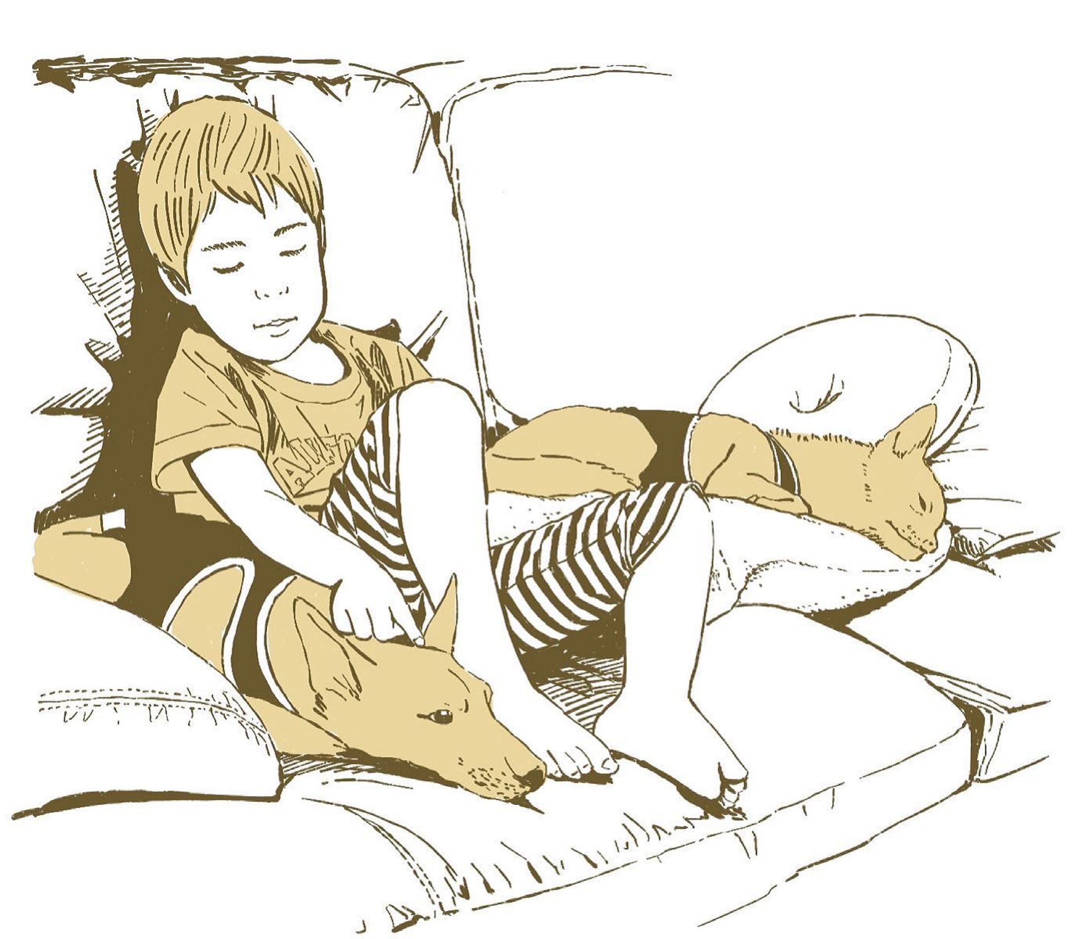 boy & 2dogs
#うちの息子のポートレイト
#illustration #portrait #boy #dog-1