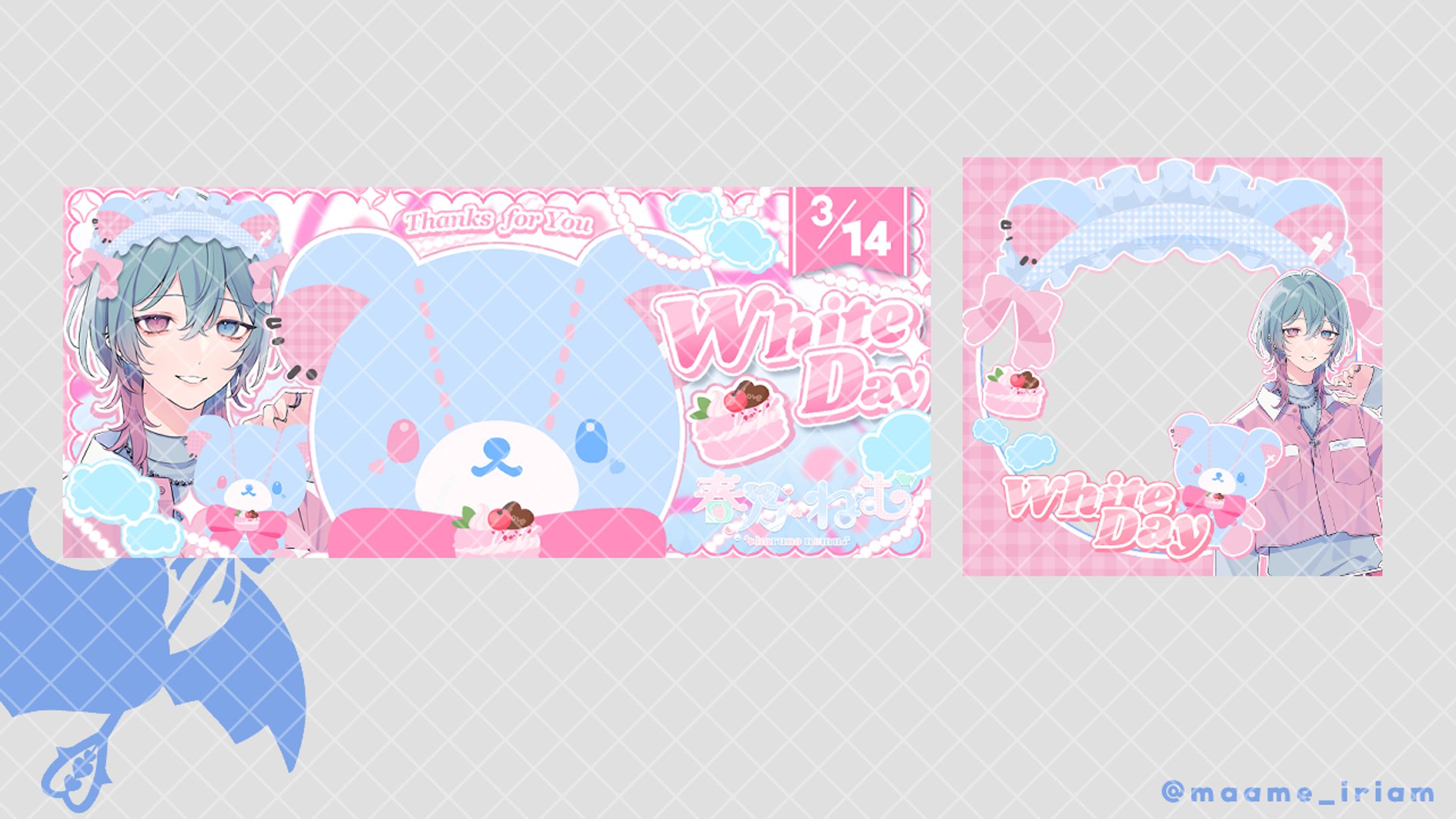 くまマカロン量産企画　ヘッダーリングセット　春乃ねむ 様-1