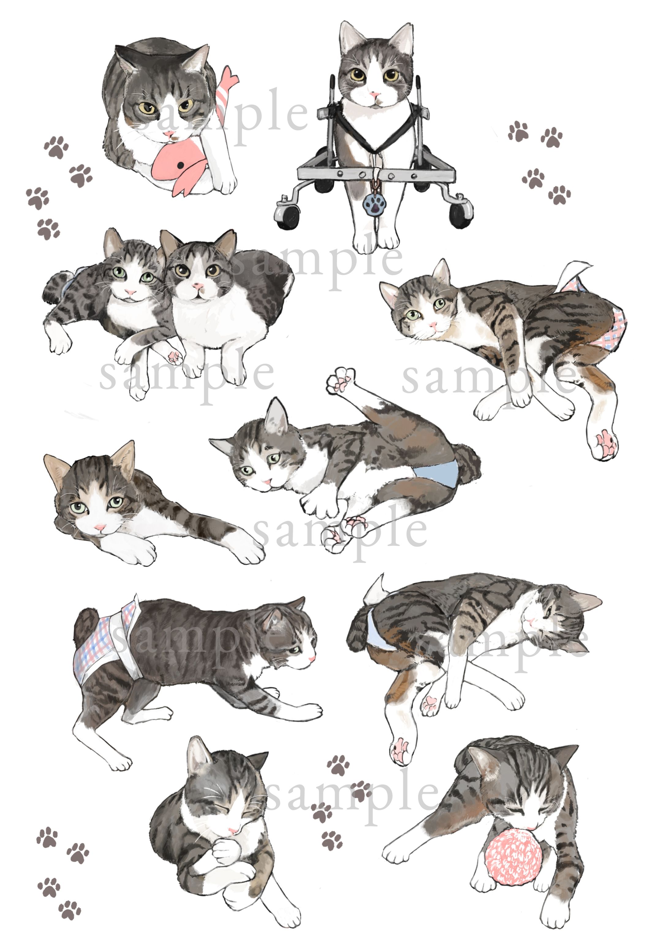 ポストカードイラスト・ねこ-1