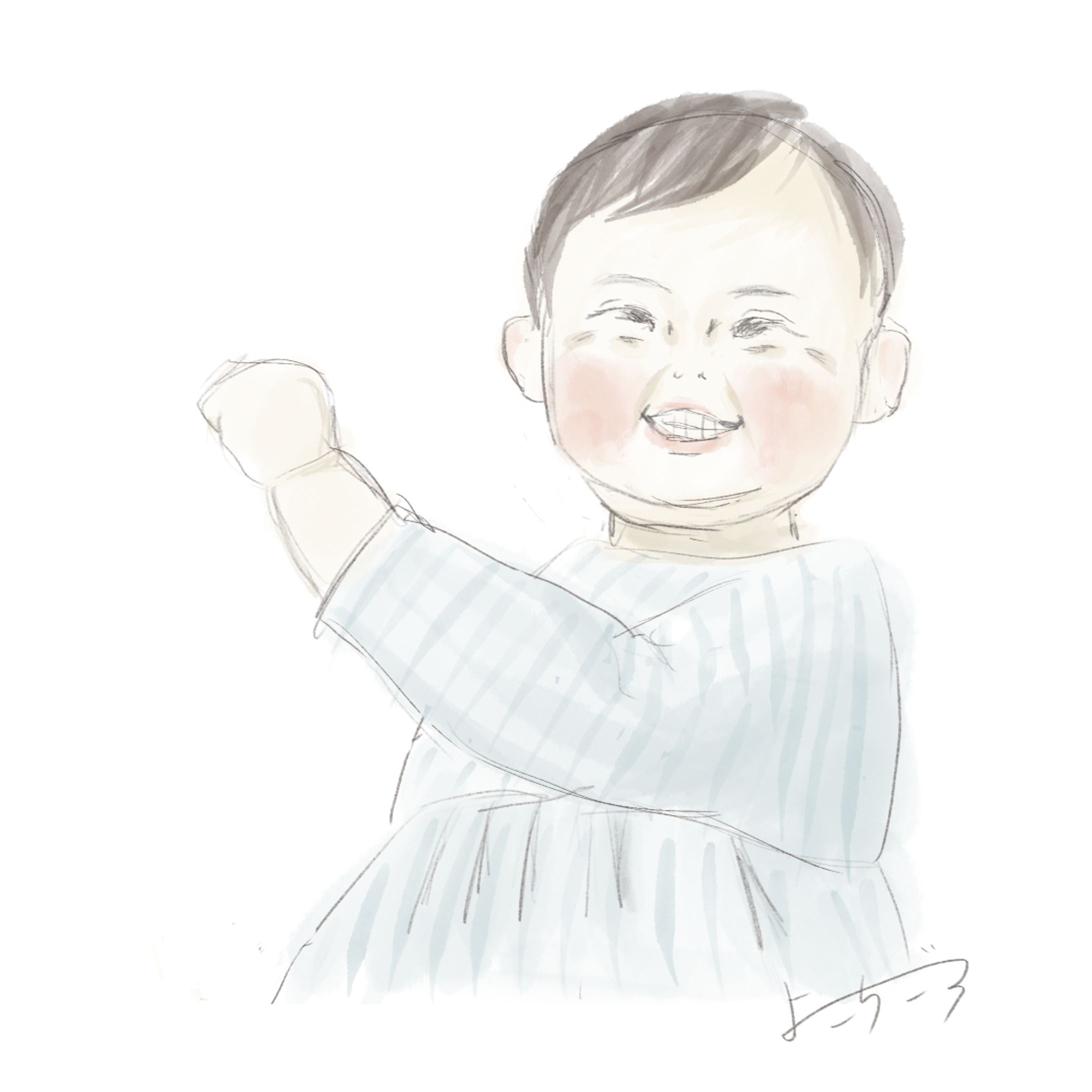 ワンピースを着たこどもの似顔絵-1