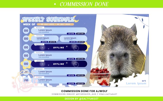 AJWolf's Stream Schedule