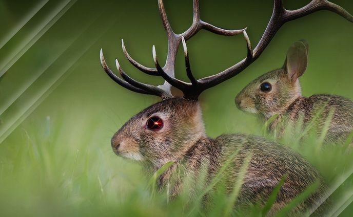 コラージュ ウサギとトナカイ