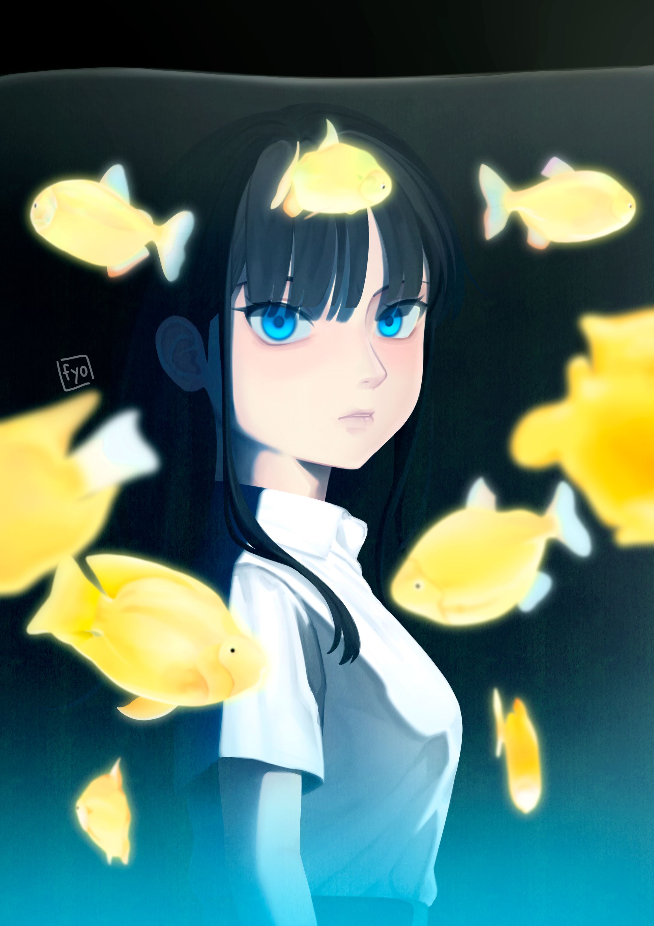 OC┃A girl and fish-1
