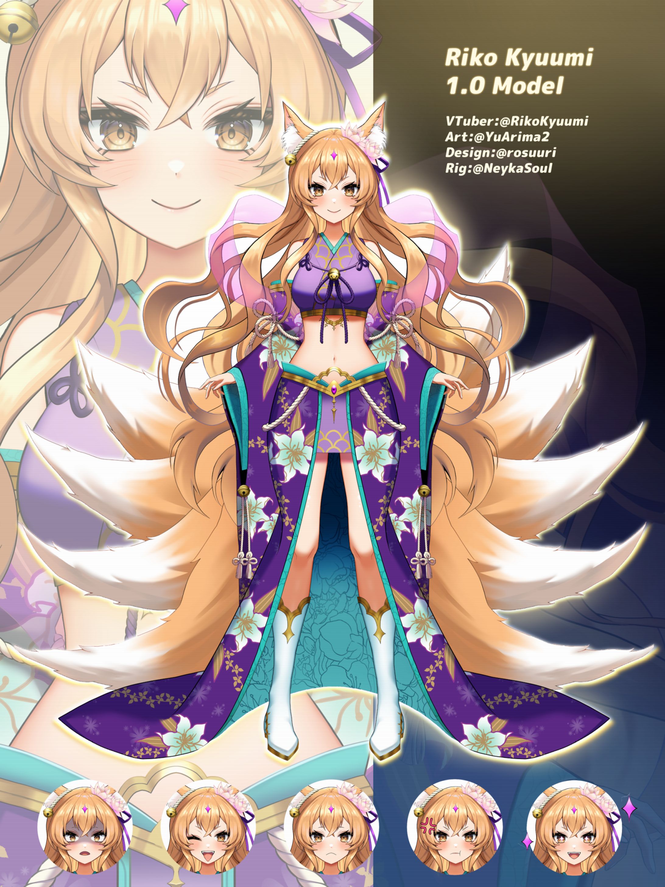 ご依頼: Fox Goddess Riko Kyuumi🦊Live2D art showcase-1