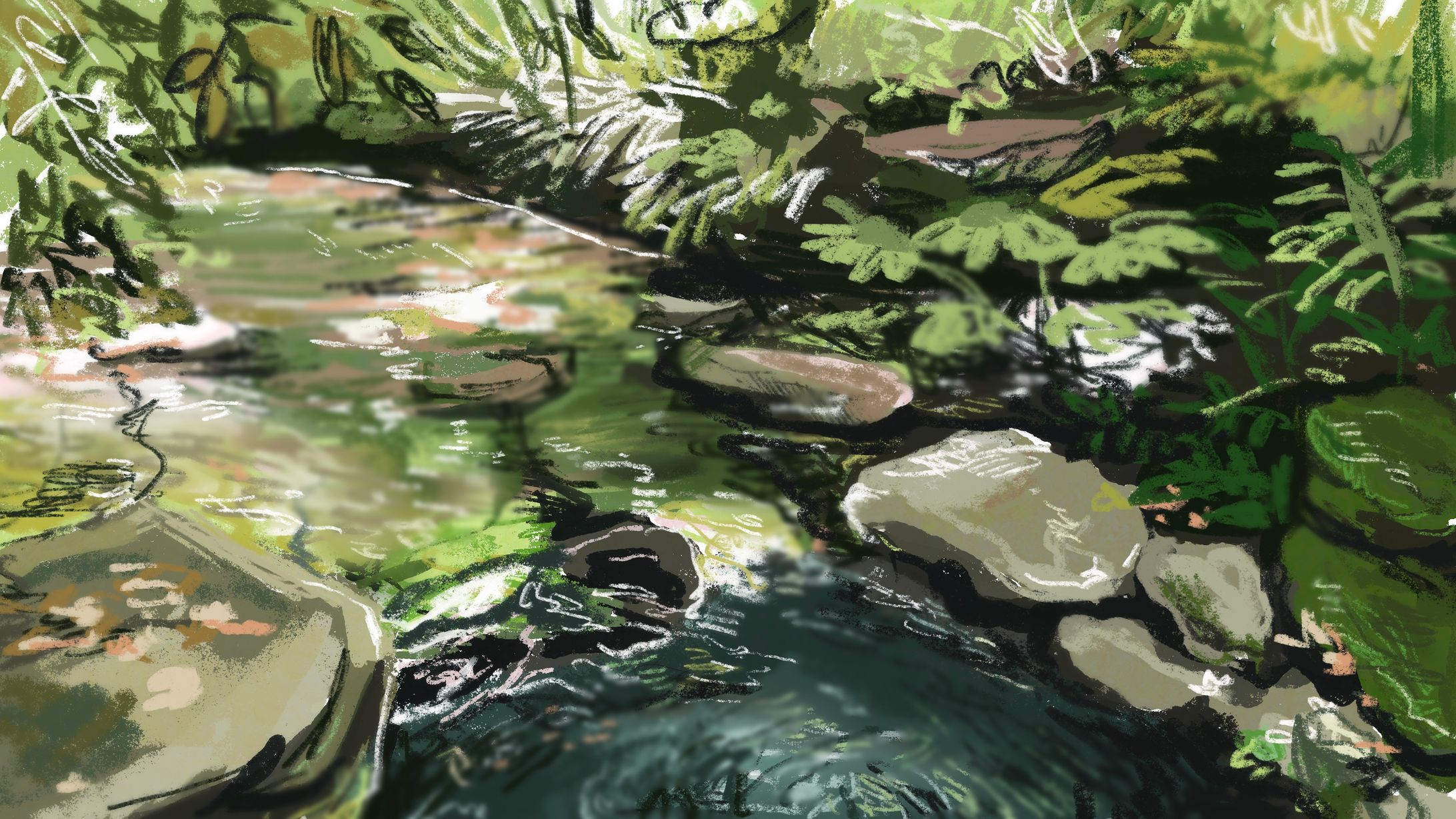 【背景】　川　【模写】-1