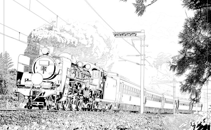 機関車 線画　書籍用制作