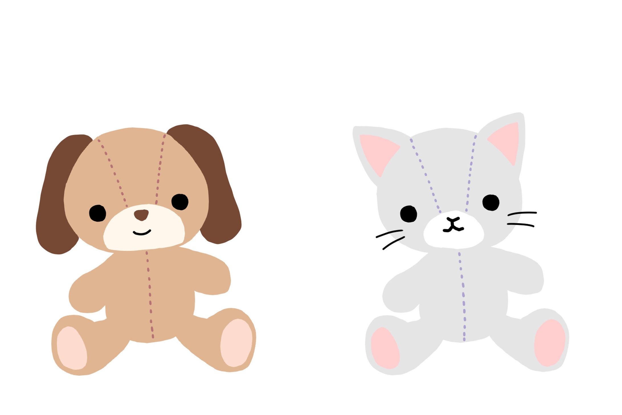 犬と猫のぬいぐるみ-1