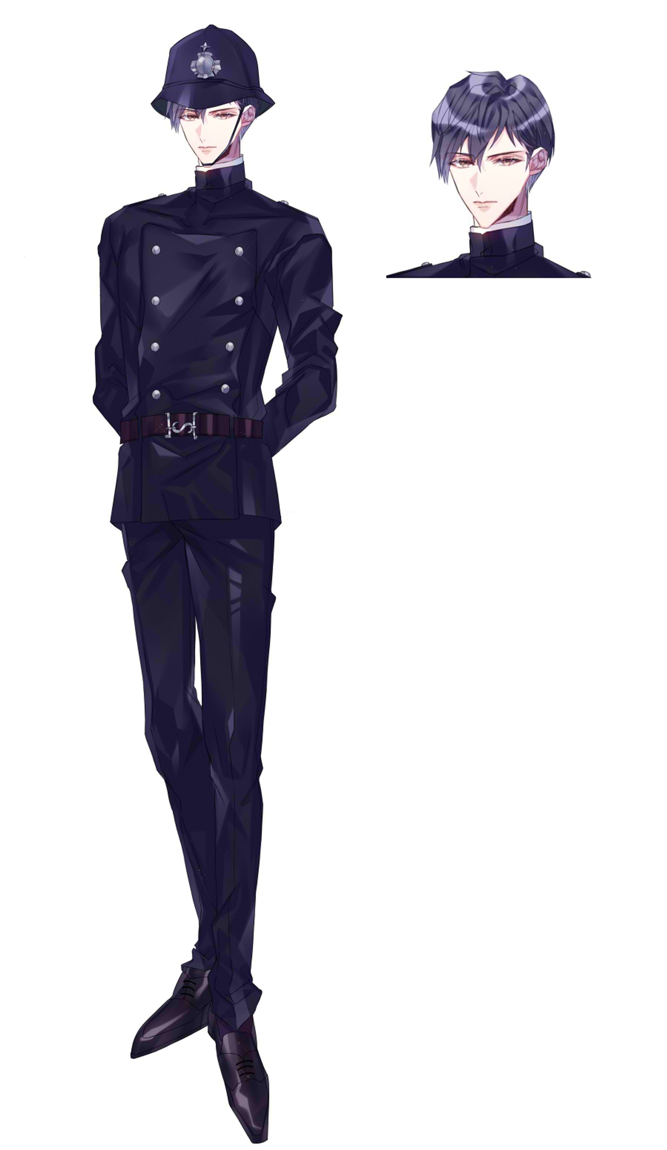 「ワトスン先生とチェスナットの髪束」警官キャラデザ立ち絵-1