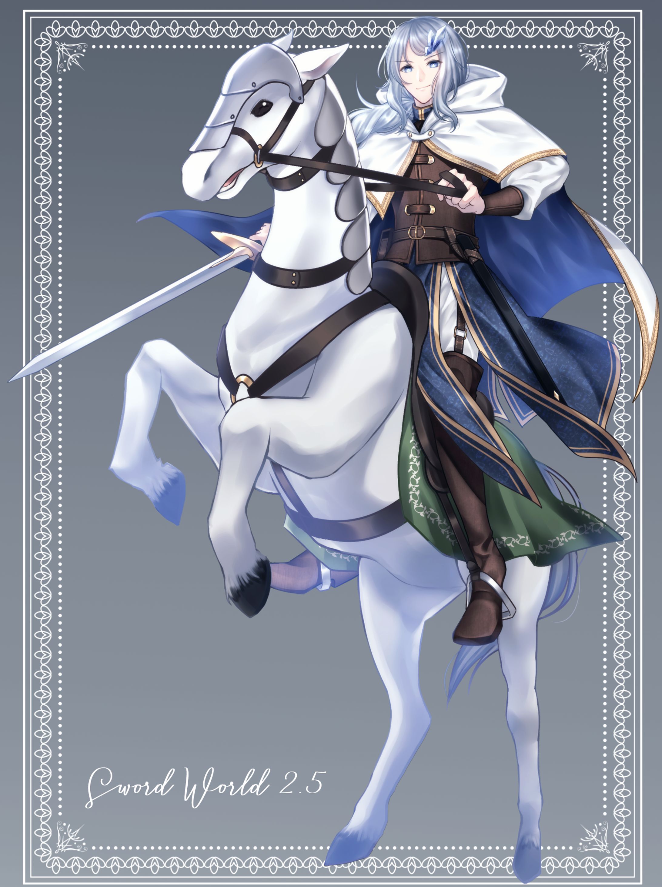 TRPG立ち絵 馬に乗ったファンタジー世界の武人-1