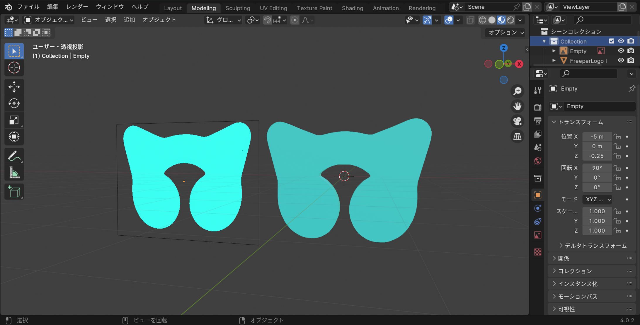 左:画像オブジェクト 右:3Dモデル 左:画像オブジェクト 右:3Dモデル