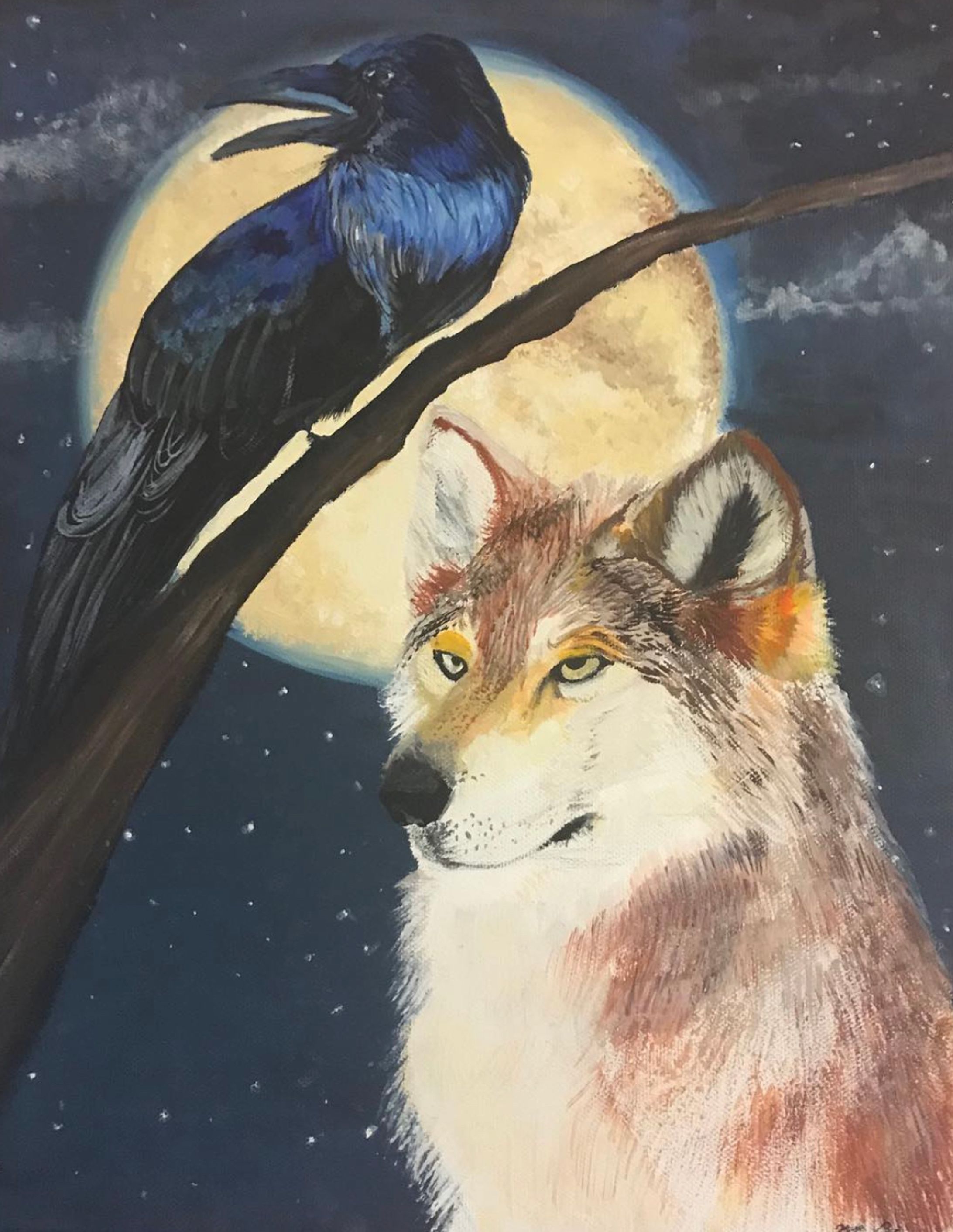 Raven & Wolf painting comm-1