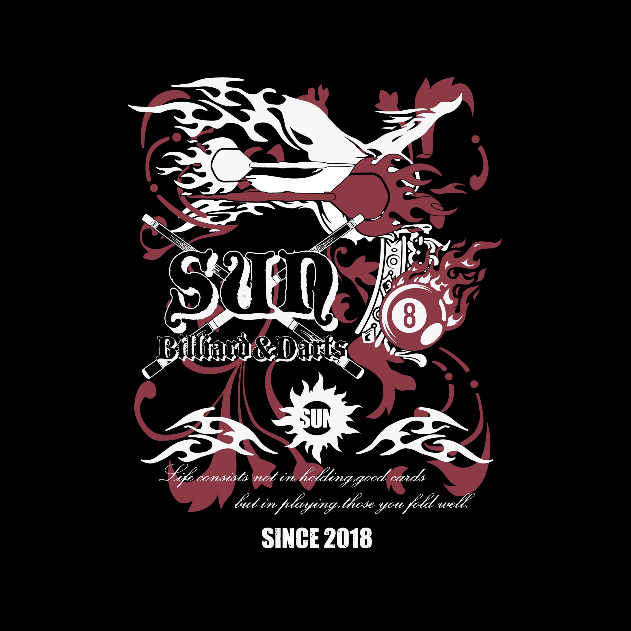 BILLIARD＆DARTS ロゴ　Tシャツ　デザイン-1