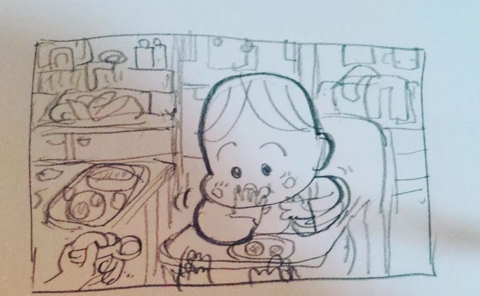 離乳食

#育児絵日記　#育児日記　#育児記録　#子育て記録　#親バカ部　#育児マンガ　#コミックエッセイ 　#エッセイ漫画 　#漫画 #マンガ　#絵日記　#ワンワードアサインメント